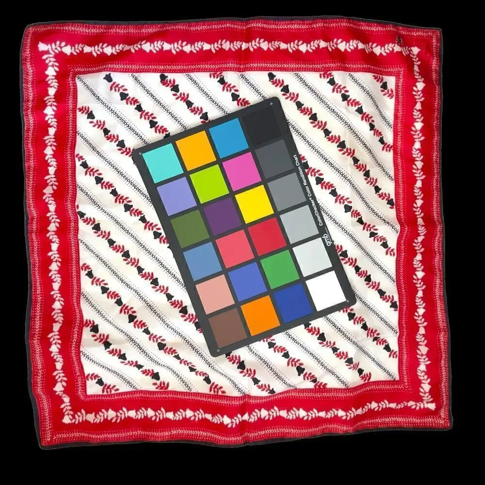 Vintage Signed VERA NEUMAN 1960s Red and White Floral Square Scarf 21” x 21”